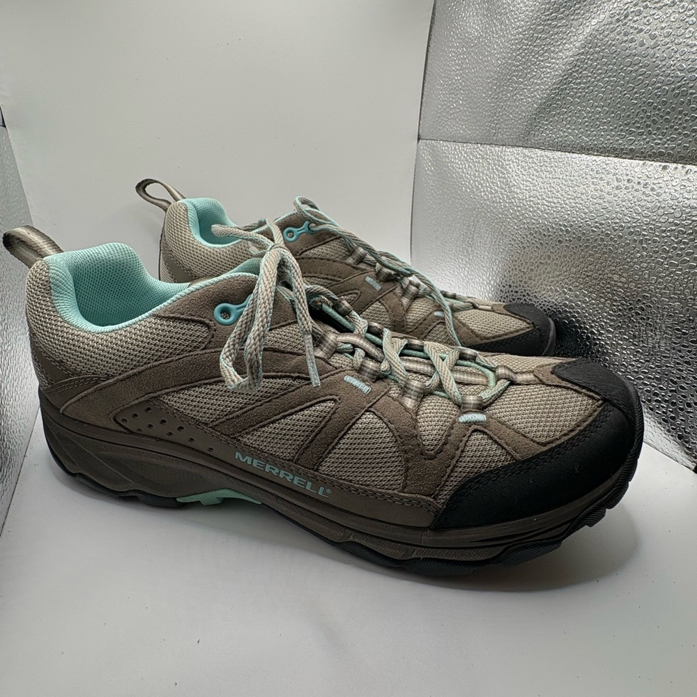 Merrell Brindle Hiking Shoes Womens 9 Trail Outdoor Brown Blue EUC NO INSOLES